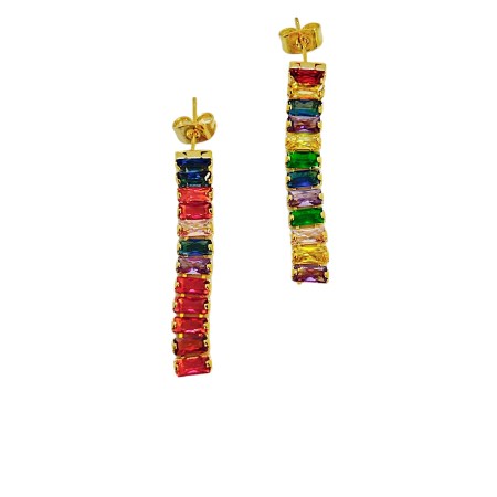 earrings steel hooks gold strass multi color